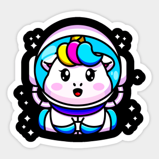 Cute Unicorn Astronaut Kawaii Chibi Children Sticker